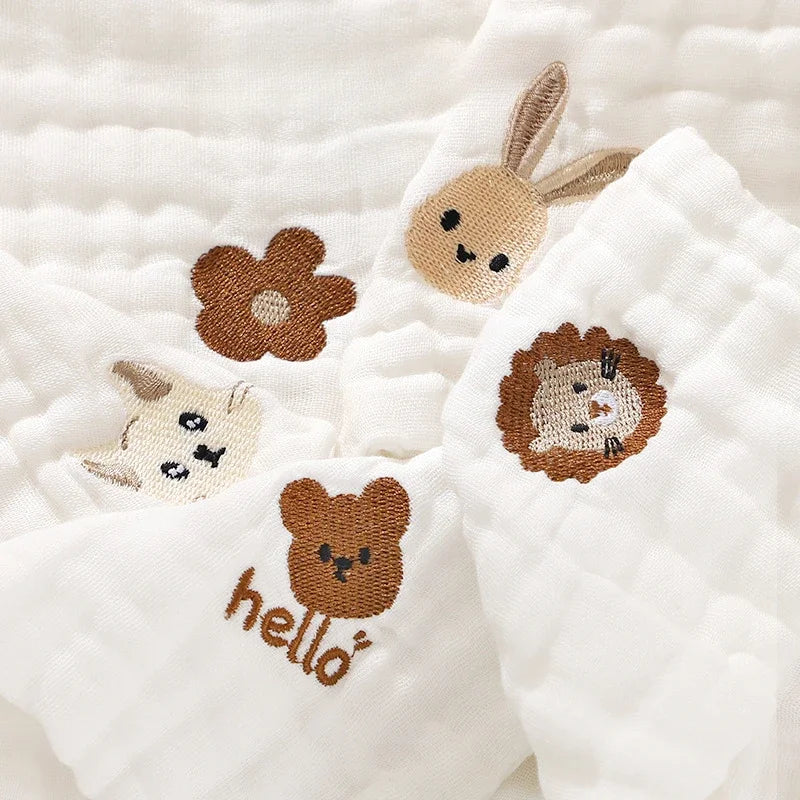 6-Layer Cotton Baby Burp Cloths | Soft Newborn Washcloths