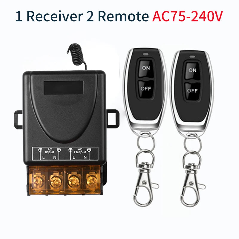 RF433Mhz Wireless Remote Control Smart Switch AC 75-220V/DC 9-72V 30A Relay On Off Receiver Transmitter For Water Pump Motor LED Peaceful Pleasures Health and Wellness 1V2 AC75-240V