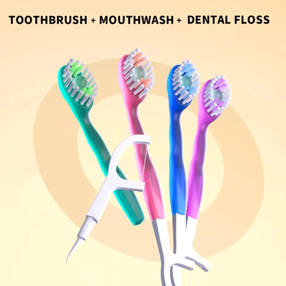 Portable 5-in-1 Disposable Toothbrush & Dental Floss Travel Kit