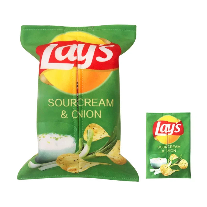Creative Potato chip packaging bag style tissue box Living room facial tissue Bags Car Cute Paper box Household napkin paper box Peaceful Pleasures Health and Wellness green