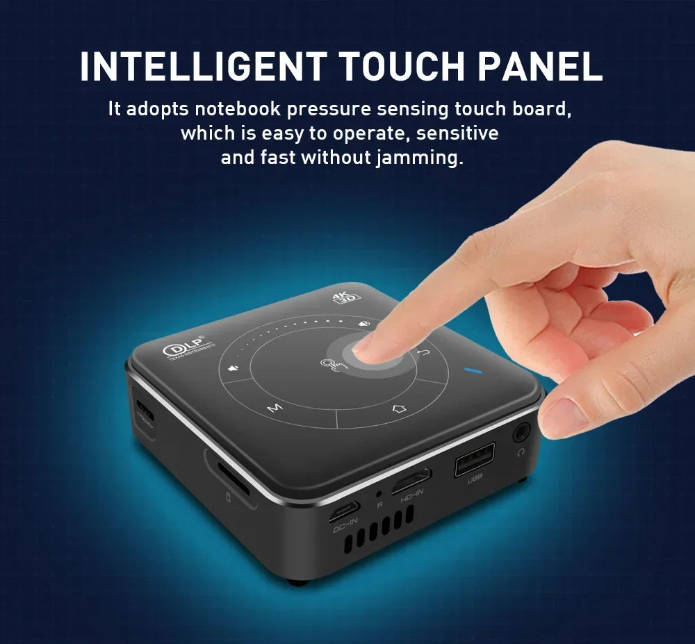 Mini 3D Portable Projector 4K DLP Android Smart Ceiling Car Outdoor Rechargeable Wifi Bluetooth Mobile With Battery Peaceful Pleasures Health and Wellness