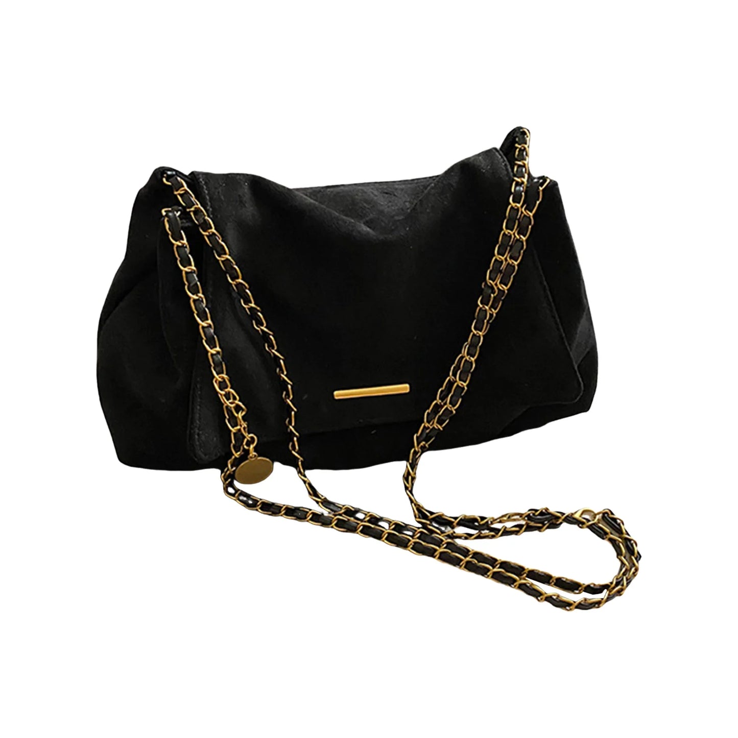 Women's Tote Bag Large Capacity Shoulder Crossbody Bag with Chain Strap Vintage Design for Daily Commute and Office Peaceful Pleasures Health and Wellness Black