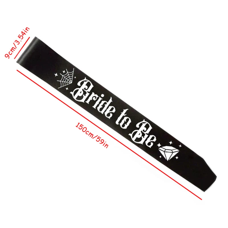 Gothic Bride To Be Black Sash | Halloween Bachelorette Party