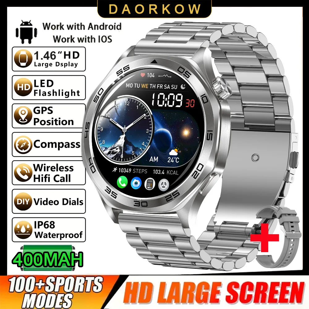 DAORKOW Smartwatch 1.46" IPS IPX8 | 100+ Activity Modes