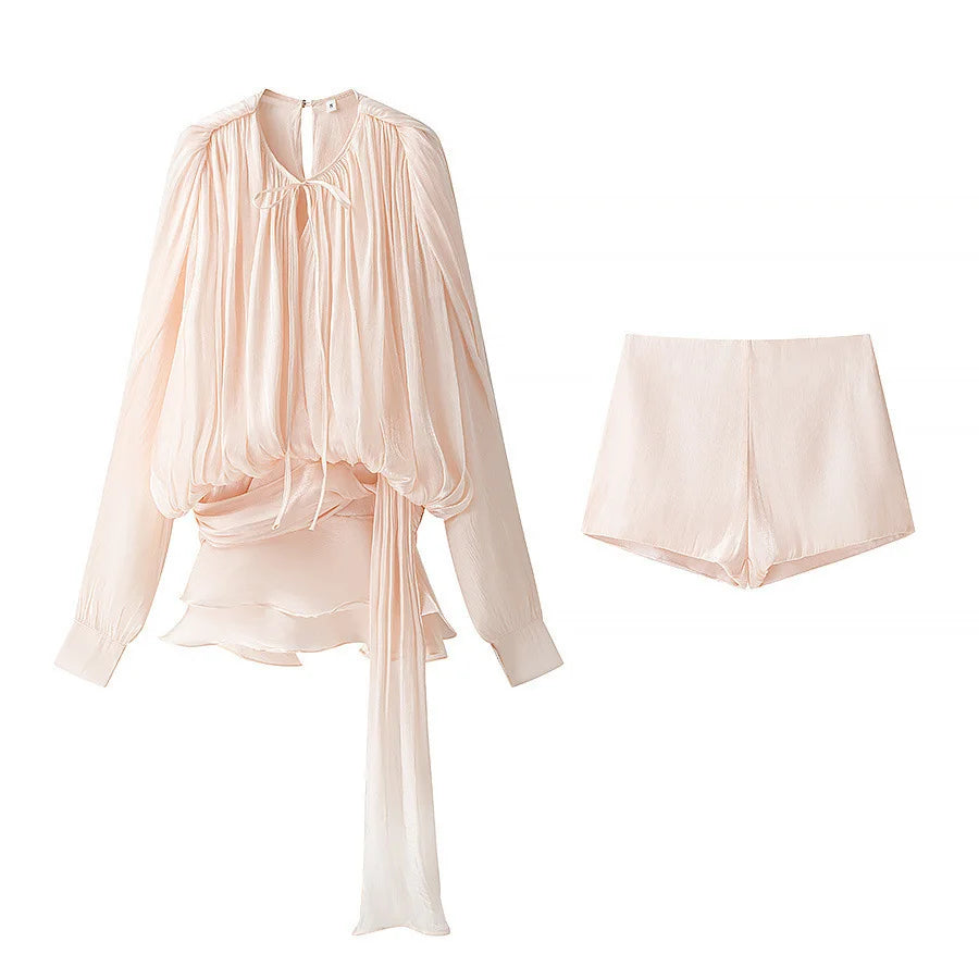 2025 New Stunning Fashion Trendy Shiny Ruffle Leaf Leaf Mini Dress Women's Chic Loose Hollow Ladies Summer Party Dress Peaceful Pleasures Health and Wellness apricot L