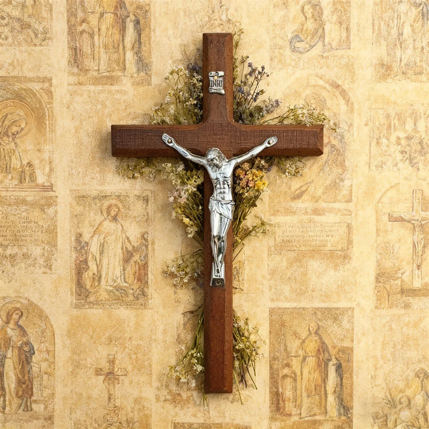 7.8" Hand Carved Wooden Cross – Wall Hanging & Table Decor