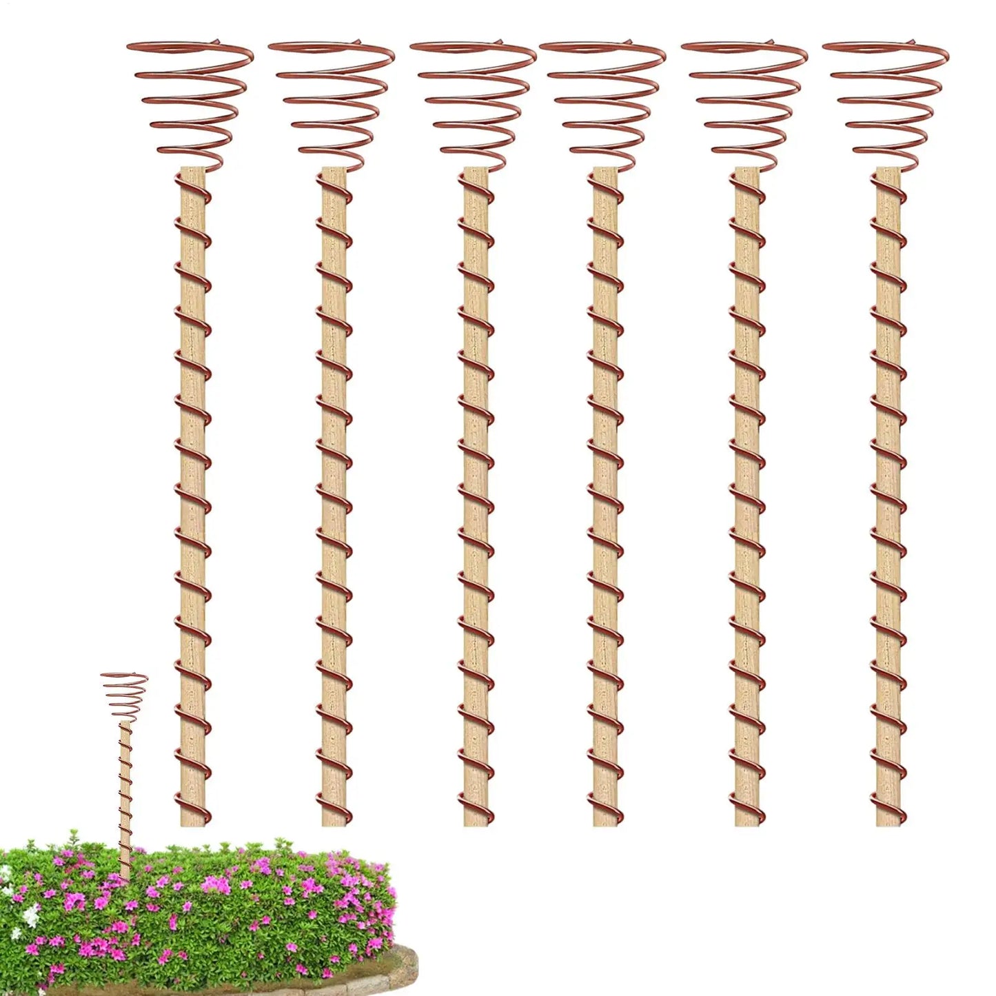 6-Pack Electroculture Copper Coil Plant Stakes for Garden Growth