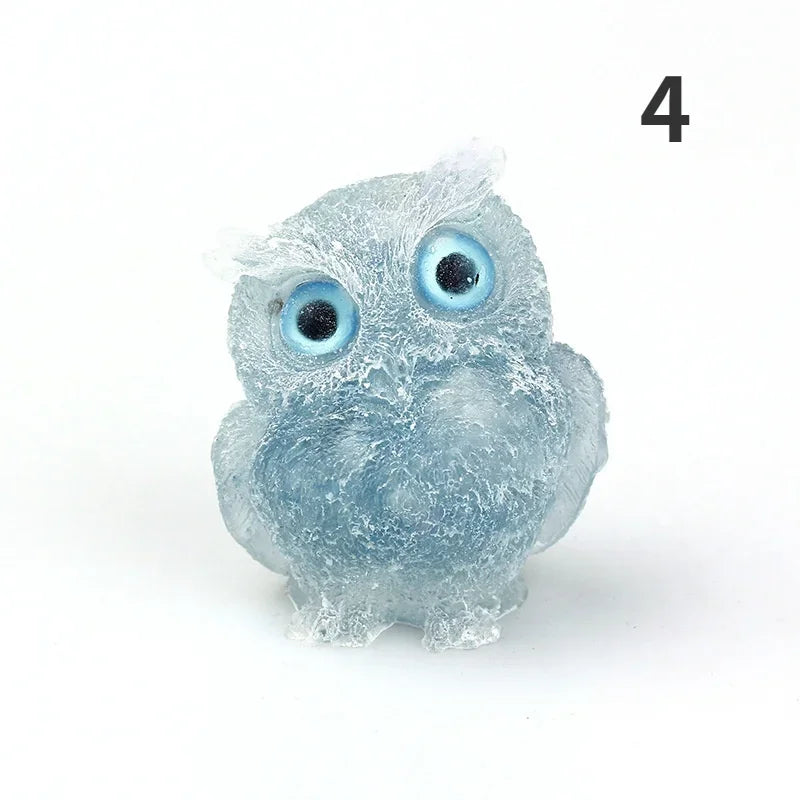 Natural Crystal Stone Gravel Owl Animal Crafts Hand Made Small
