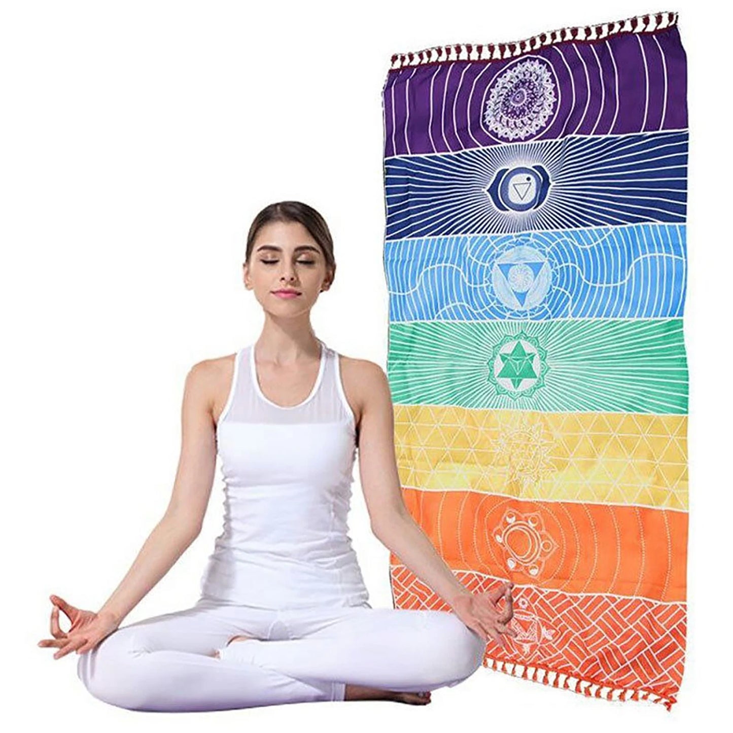 1Pcs/lot New Hot Wall Hanging Bohemian Tapestries with Tassel Homestay Wallcovering Tapestry for Bed Cover Curtain Picnic Mat Peaceful Pleasures Health and Wellness