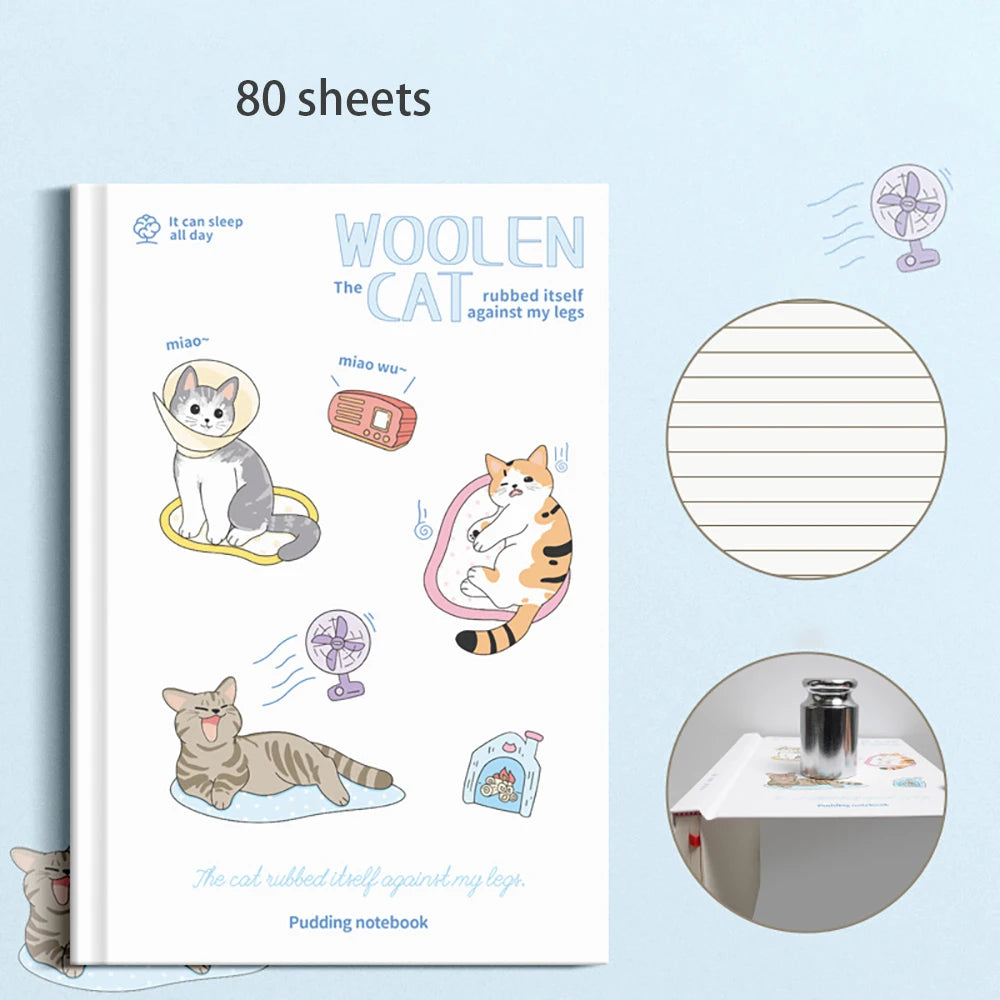 Cute Cat A5 Hard Cover Notebook Cartoon Simplified Student Classroom