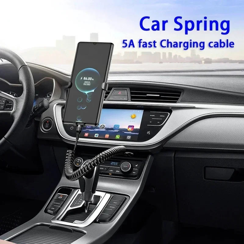 66W 5A Retractable USB-C Fast Charging Cable 1m 1.5m PD Spring