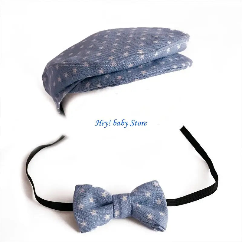 Newborn Baby Beanie Hat & Bow Tie Photography Props Set