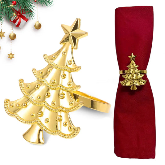 6 PCS Napkin Rings Set for Christmas Winter Wedding, Gold Christmas Hemp Rope Metal Home Table Decorations, for Kitchen Banquet Peaceful Pleasures Health and Wellness