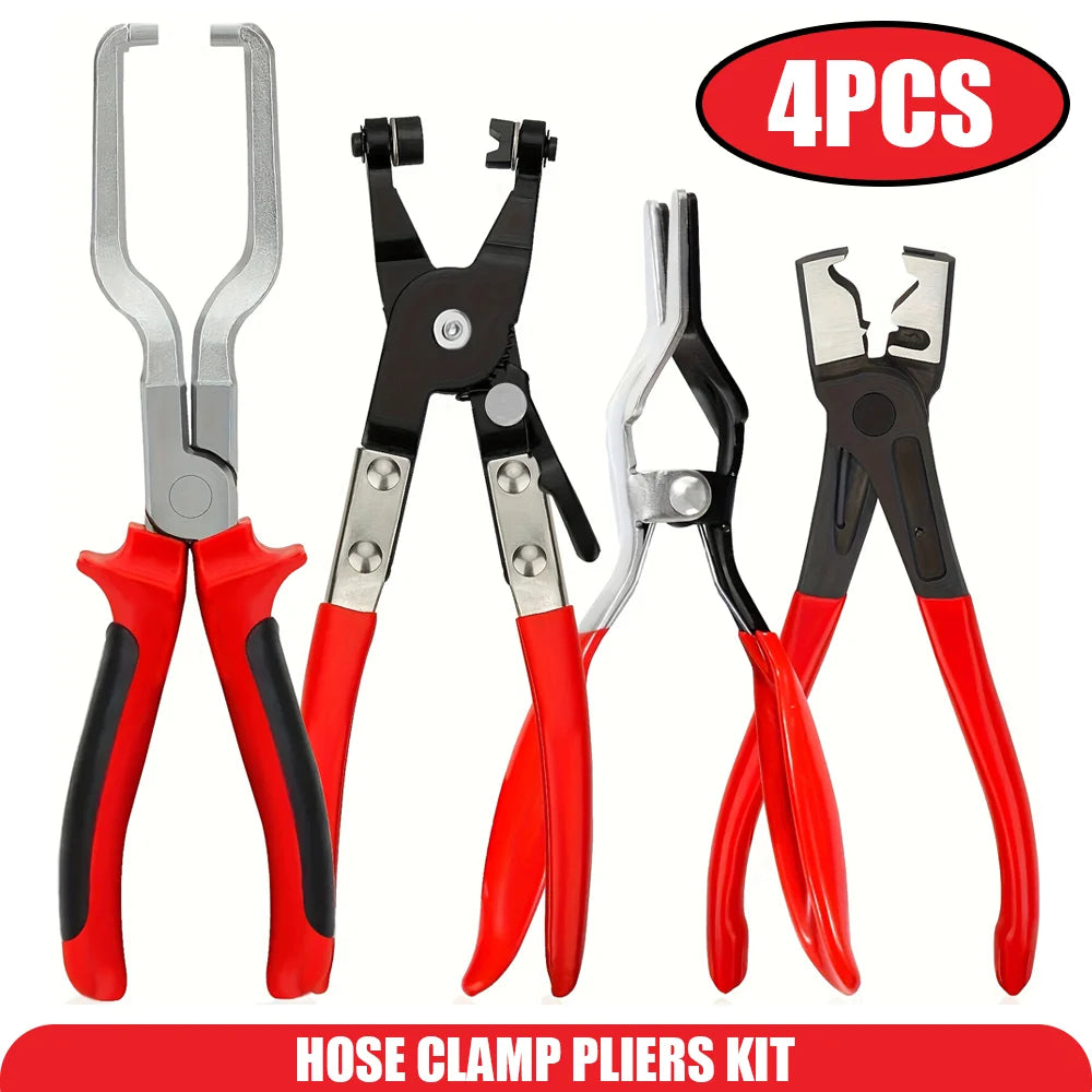 4PCS Hose Clamp Pliers Set Car Oil Fuel Pipe Separation Filter Clamp Pliers Professional Labor-Saving Auto Repair Hand Tools Peaceful Pleasures Health and Wellness