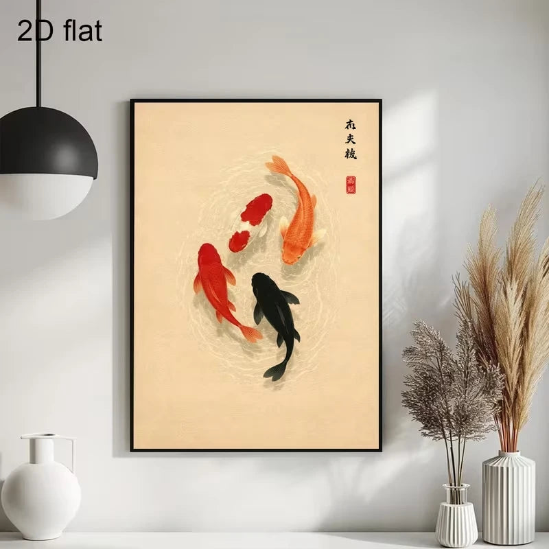 Modern Koi Fish Canvas Wall Art Print | Home Decor Poster