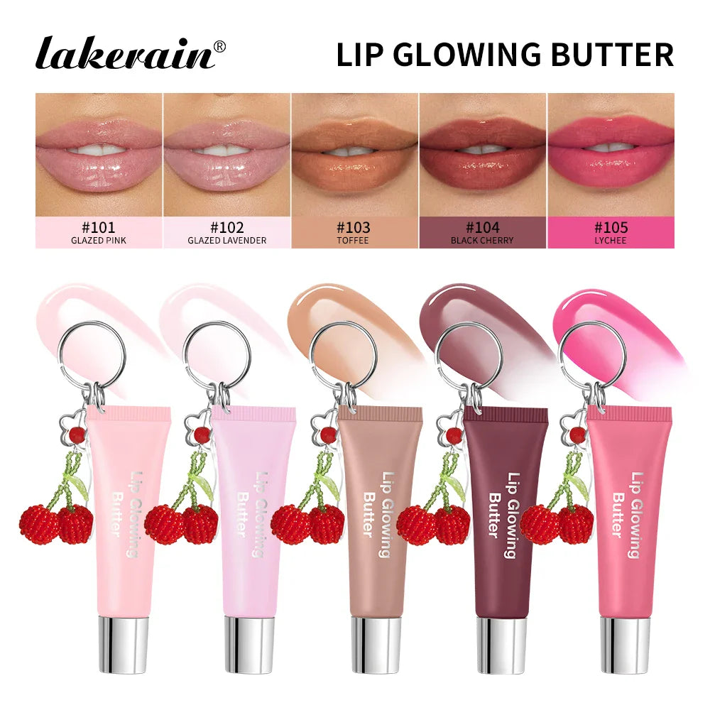 Lakerain Lip Glowing Butter Gloss + Cherry Keychain | 5 Colors