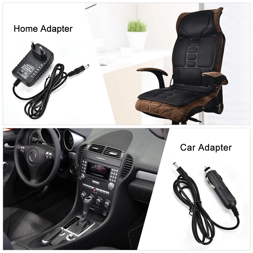 Electric Back Heating Pad Motor Vibration Massager for Back Neck Chair Seat For Car Home Office Use Portable Mat Body Relaxation Peaceful Pleasures Health and Wellness