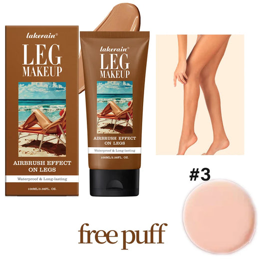 Waterproof Leg Makeup Body Foundation – 3 Shades | Lakerain 100ml Body Foundation Cream Oasis Select Bronze and puff