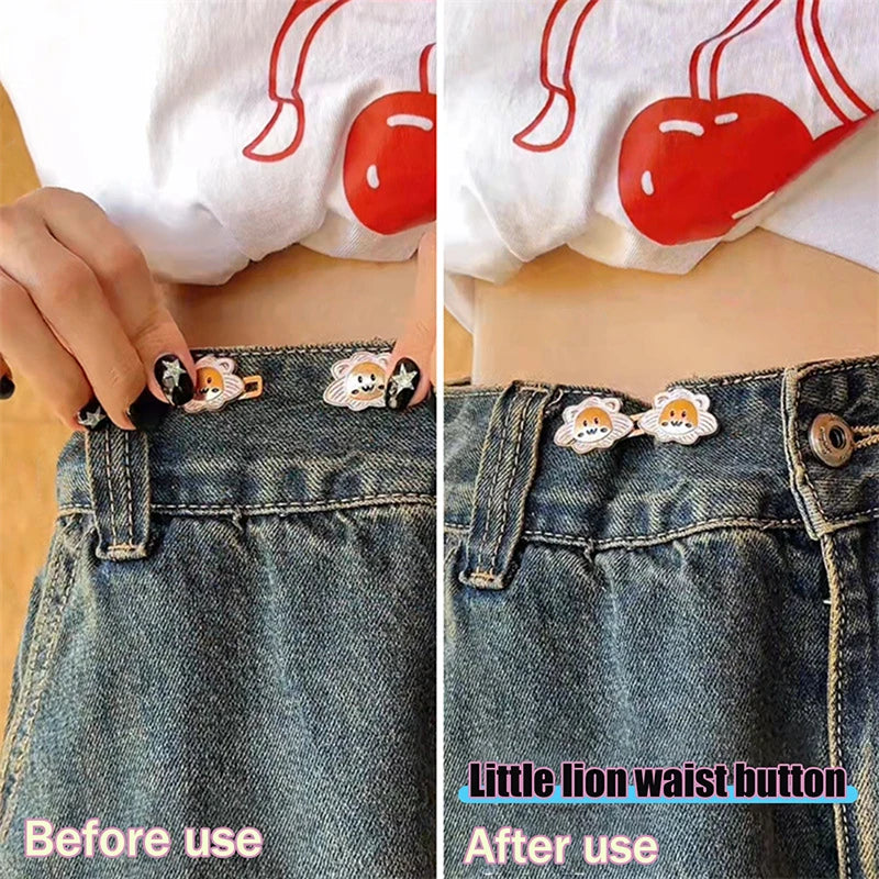 6-Pack Cartoon Lion Metal Waist Tightener Pants Clips