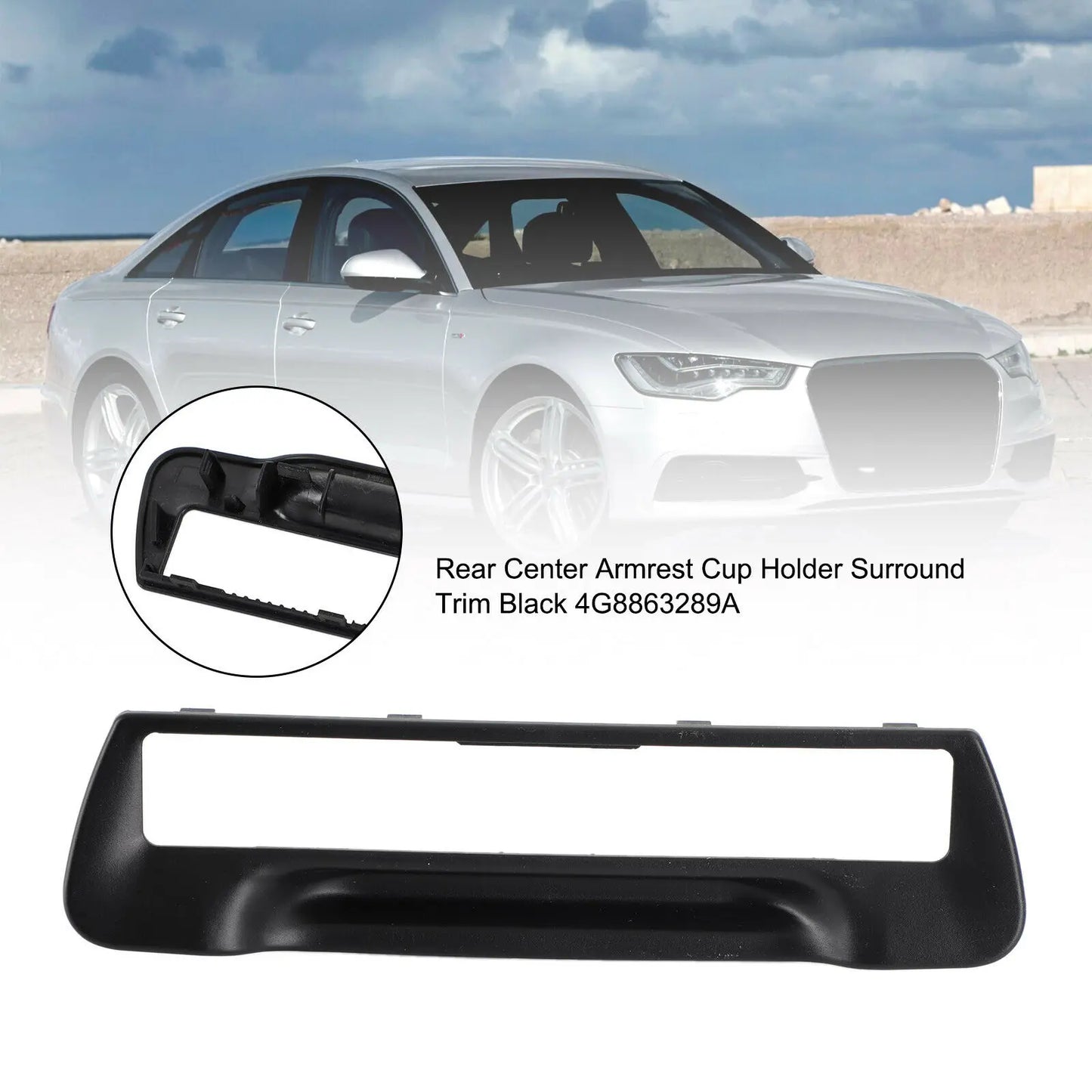 Rear Armrest Cup Holder Surround Trim Set Black Fit for-Audi A6 / A7 2011-2016 8P0885995B 6PS / 4G8863289A 4PK Peaceful Pleasures Health and Wellness