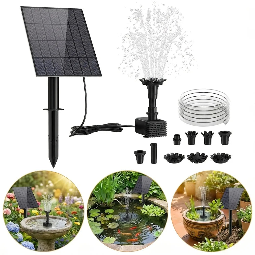 Solar Fountain Pump 3.5W – 16 Nozzles & Rotatable Panel