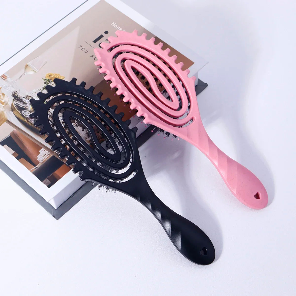 2-Piece Hollowed Hair Comb & Scalp Massage Brush Set for Wigs Hair Comb & Brush Set Peaceful Pleasures Health and Wellness