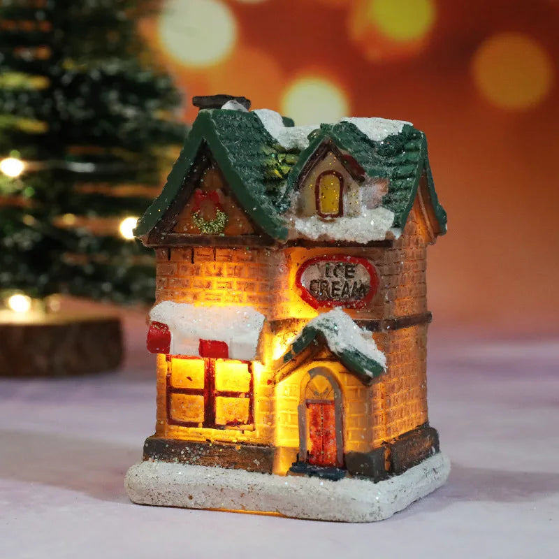 Christmas Led Light House Christmas Tree Ornaments LED Resin Small Village House Xmas Glow Decor Gift Happy New Year Decors DC05 Peaceful Pleasures Health and Wellness I
