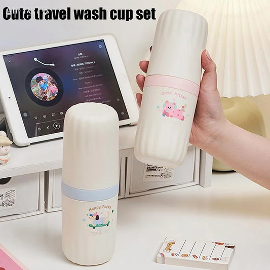Portable Travel Toothbrush & Toothpaste Case with Rinse Cup Travel Toothbrush Case Peaceful Pleasures Health and Wellness