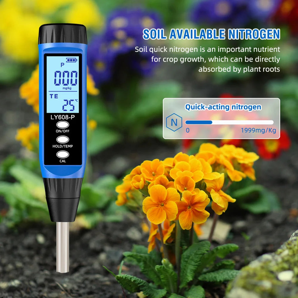 Soil Nutrient Tester Digital Soil Phosphorus Meter Soil Nutrient Tester Phosphorus Temperature Tester for Gardens Orchard Peaceful Pleasures Health and Wellness