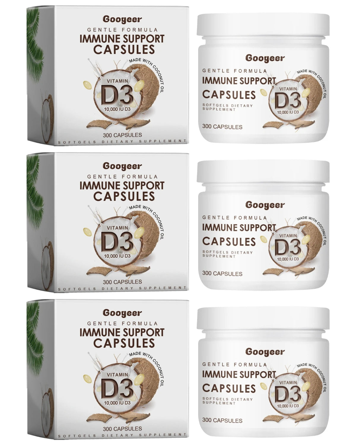 Googeer Vitamin D3 2000 IU Softgels with Coconut Oil – 300ct