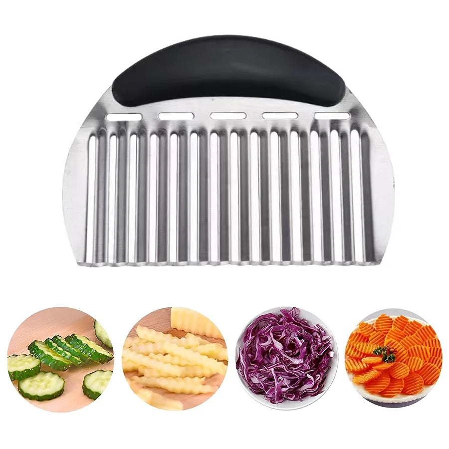 Stainless Steel Crinkle Cutter Knife – Wavy Vegetable Chopper