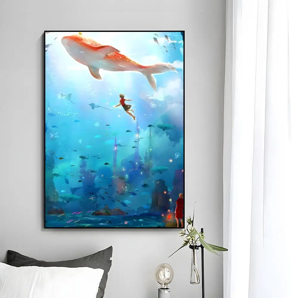 Fantasy Romantic Movie Anime B-Big Fish & Begonia Poster Wall Art Print Poster Decorative Mural Home Decor Gift Unframed Peaceful Pleasures Health and Wellness
