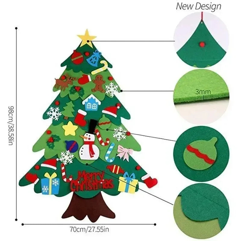 DIY Felt Christmas Tree Ornaments Set – Kids Hanging Decor
