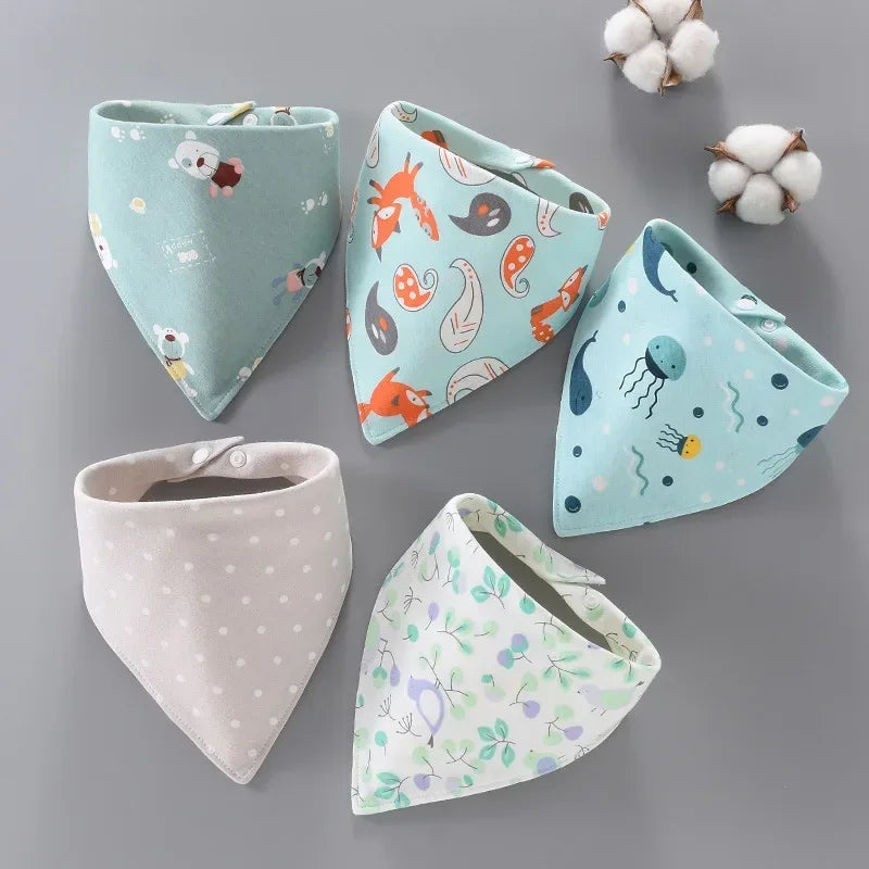 5pcs Pure Cotton Waterproof Bibs Baby Saliva Towel Triangle Scarf Newborn Boys Girls Absorbent Cloth Bib Saliva Scarf Peaceful Pleasures Health and Wellness