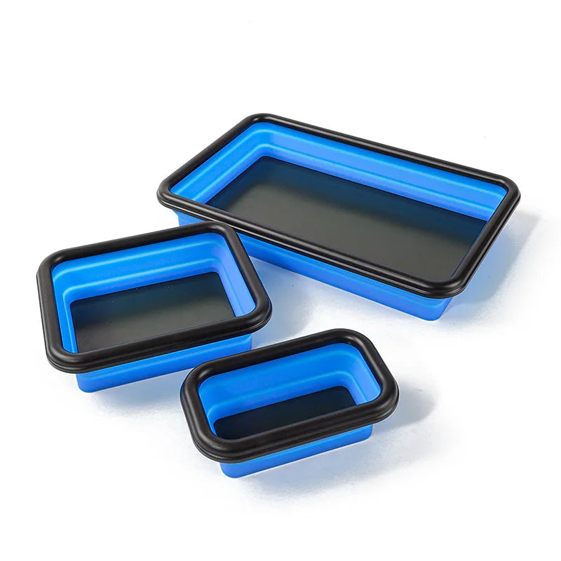 3-Piece Collapsible Magnetic Parts Tray Set | Silicone Repair Bowl
