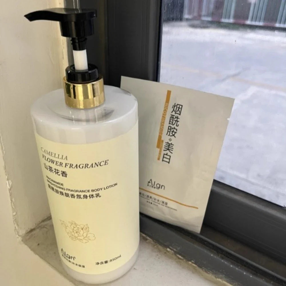800ml Nicotinamide Body Lotion – Rose Scent, Hydrating & Brightening