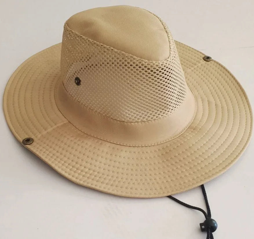 Men's Wide Brim Knight Sun Hat Monochrome Matte Outdoor Fisherman Cap