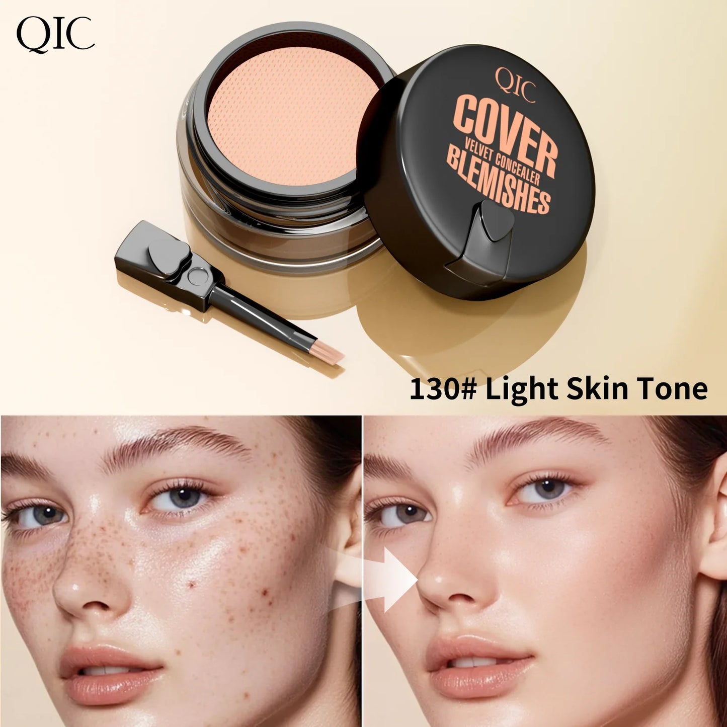 QIC Full Coverage Waterproof Concealer Cream – All Skin Types