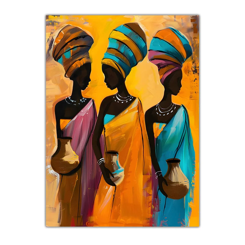 African Tribal Female Abstract Canvas Wall Art | Unframed Print Canvas Wall Art Peaceful Pleasures Health and Wellness PURPLE 15x20cm No Frame China Mainland