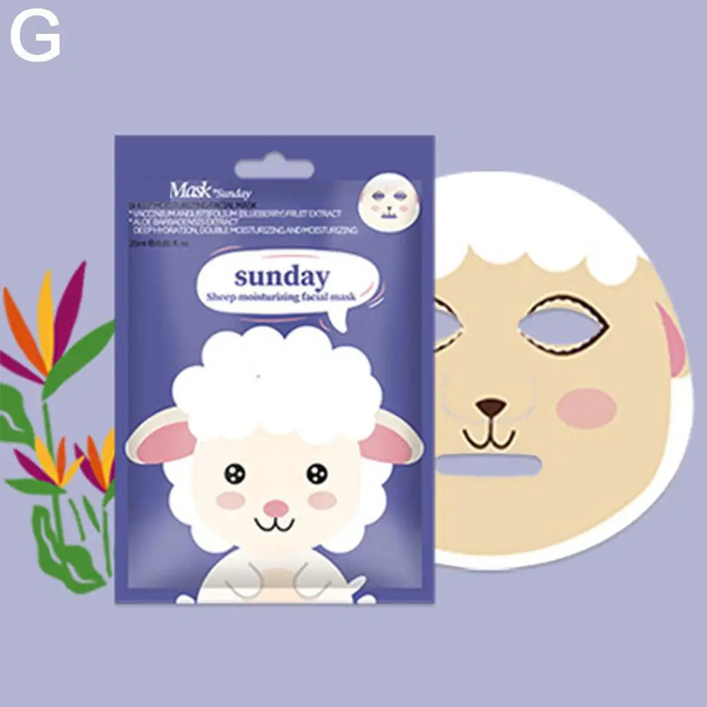 7 Styles Animal Face Mask Set Funny Panda Dog Pig Hydrating Sheet Mask for Spa Party Cute Skincare Gift for Women Girls 1/7PCS Peaceful Pleasures Health and Wellness Sunday