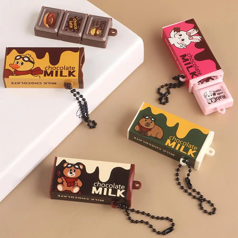 Simulation Chocolate Stress Relief Toy Bendable Fidget Keychain