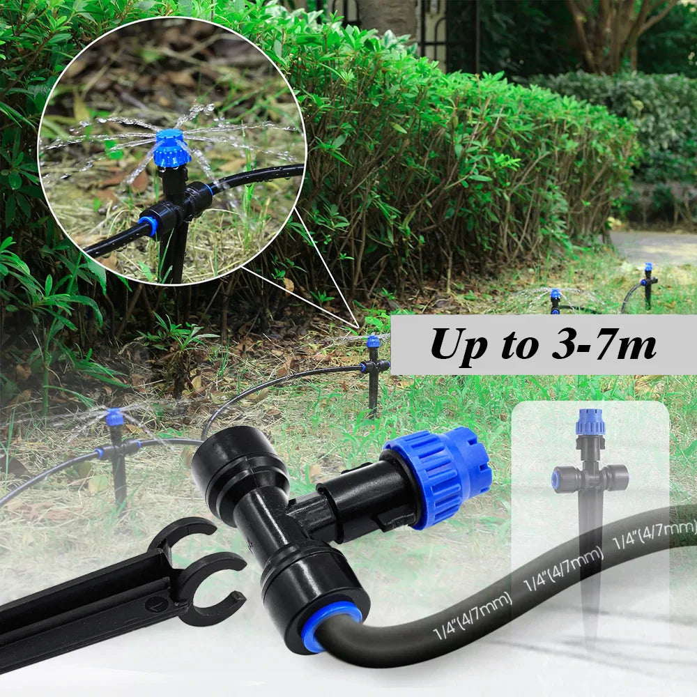 8-holes Drippers with Garden Irrigation Watering Supplies Stake 180° Bend Adjustable Sprinklers Quick Insert Slip Lock Sprayer Peaceful Pleasures Health and Wellness