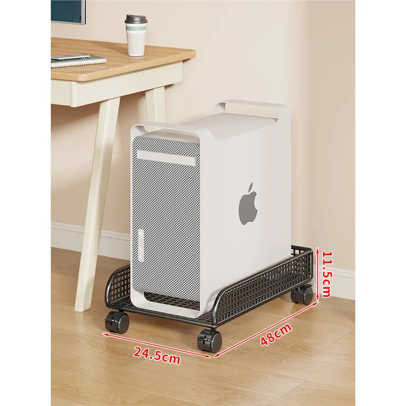 Versatile Sturdy Heavy Duty Mobile Rolling Computer Tower Stand with Wheels Double Layer Shelf for Home Office Desk Peaceful Pleasures Health and Wellness 1 Layer Black L