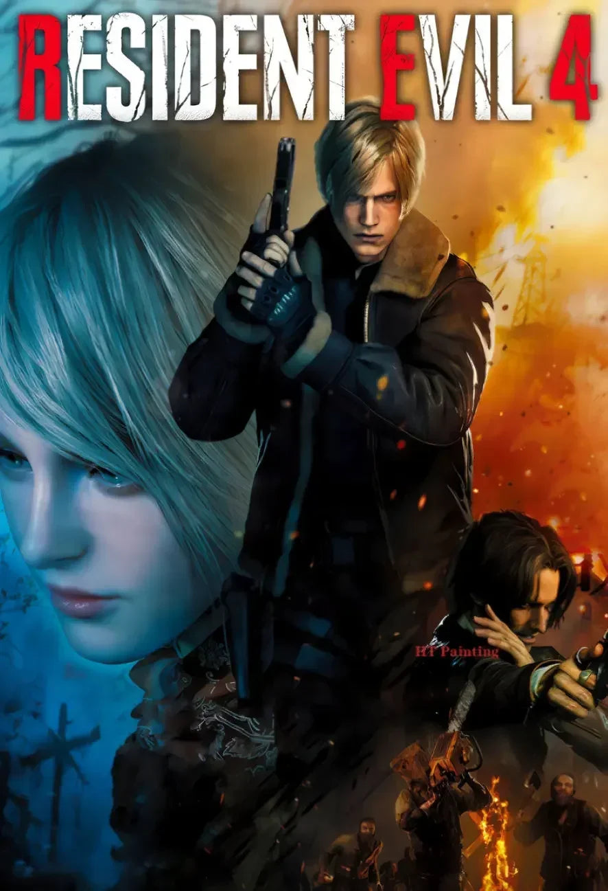 Classic Hot Video Game Resident-Evil 2 3 4 All Characters Vintage Poster Canvas Painting Wall Art Pictures Home Gamer Room De Peaceful Pleasures Health and Wellness