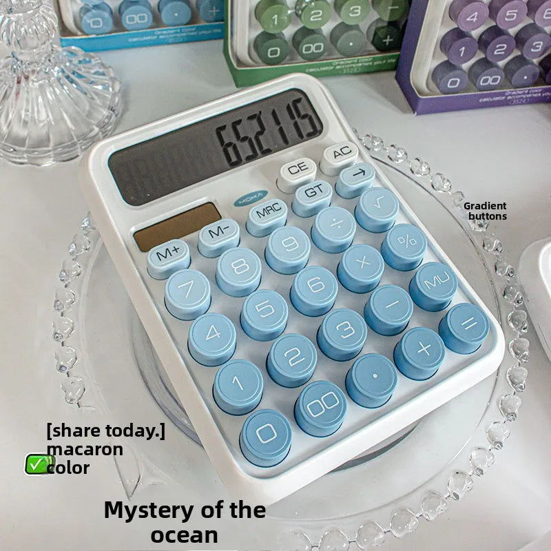 Novel and aesthetically pleasing solar calculator with gradient button batteries, suitable for home, school, and office supplies Peaceful Pleasures Health and Wellness