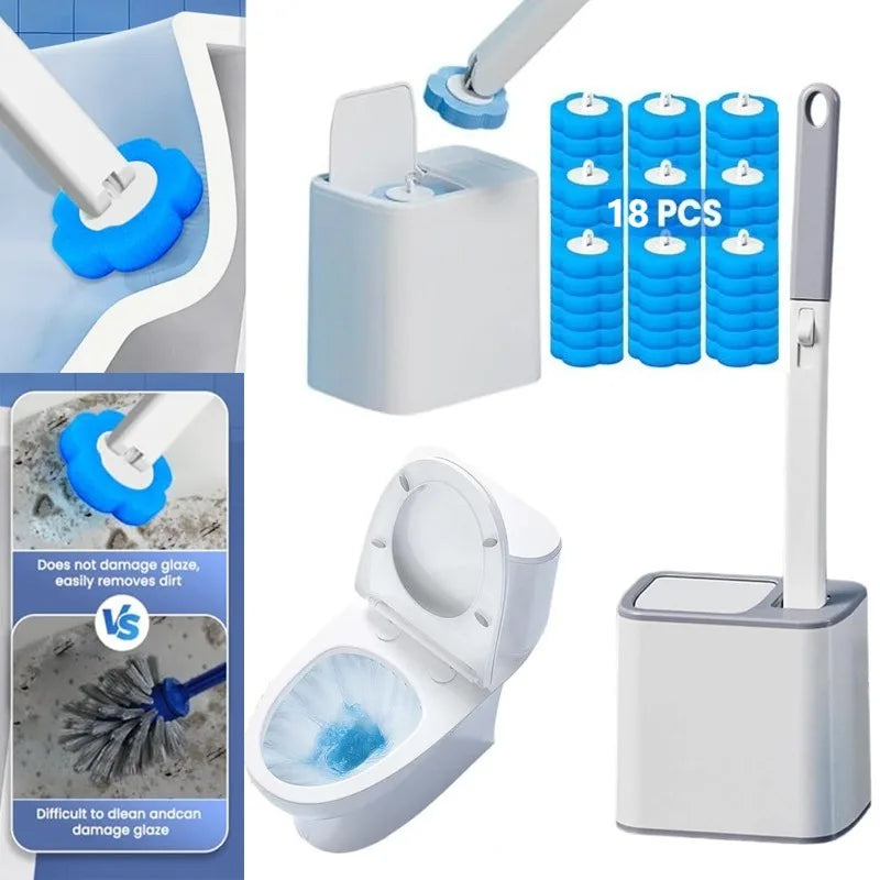 Wall-Mounted Disposable Toilet Brush Set | Extended Handle