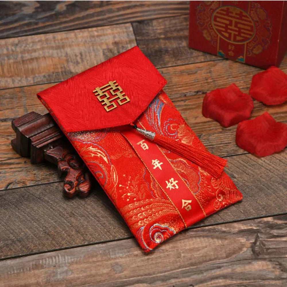 2025 Lunar New Year Brocade Red Envelope HongBao with Tassel