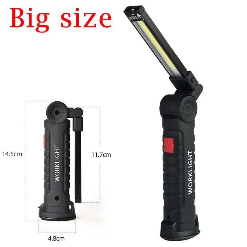 Folding COB XPE LED Work Light – Rechargeable Torch & Flashlight