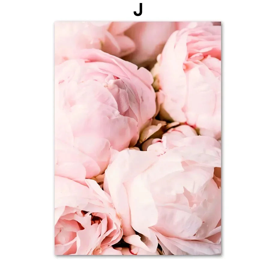 Pink Floral Nordic Canvas Wall Art Print | Cherry Blossom Décor
