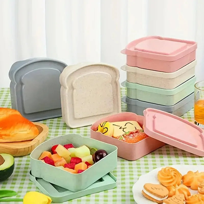 Toast Shaped Lunch Box Sandwich Container Leakproof Bento School Office Picnic Lunch Box for Kids Food Storage Containers Peaceful Pleasures Health and Wellness